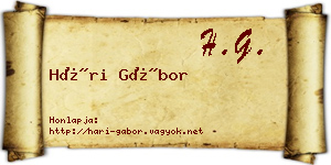 Hári Gábor névjegykártya