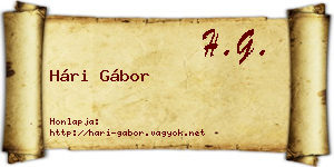 Hári Gábor névjegykártya